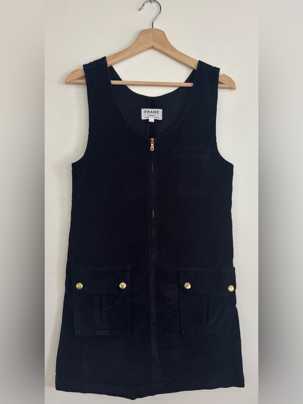 Frame Denim Deep Blue Dive Utility Zip Front Mini Dress Cotton  Size Small